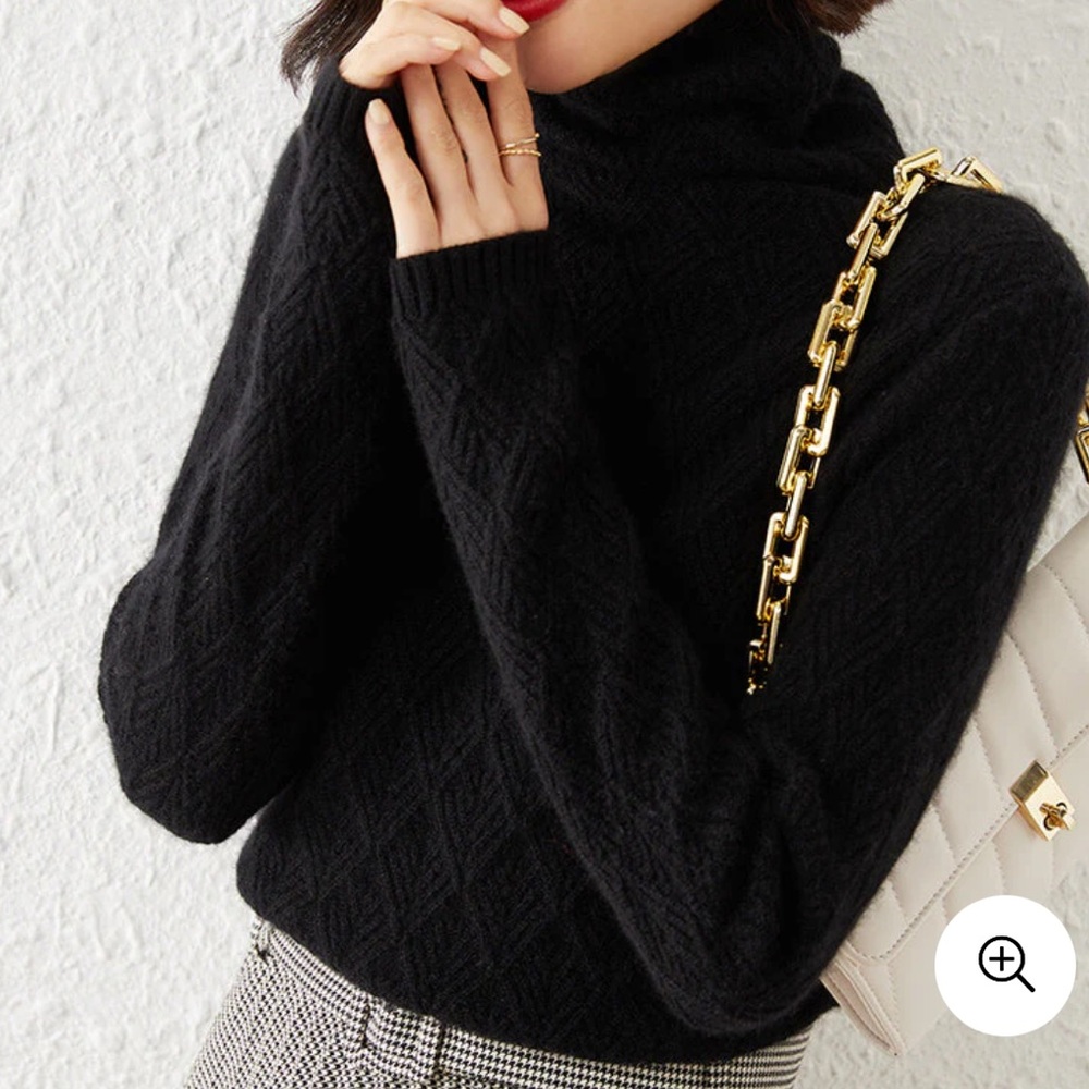 Maple Minimalist Old Money Geometric Textured Pattern Turtleneck Sweater Size M